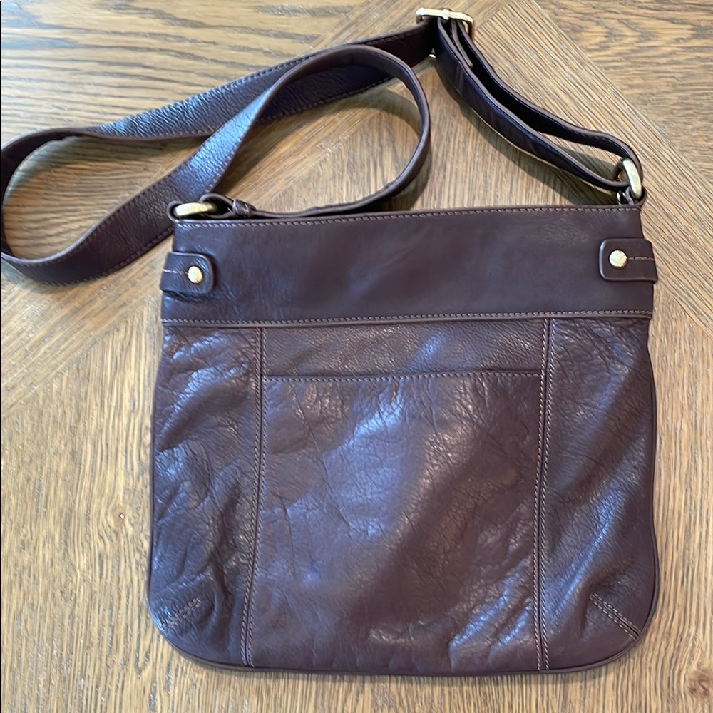 Dark Brown Leather Crossbody Bag